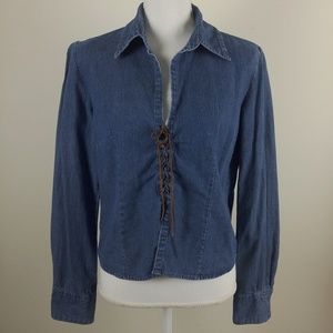 Quizz & Co. Denim Boho Peasant Top Size Large
